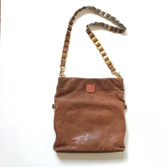 Tory Burch Louisa Leather Messenger Bag Crossbody Purse Womens Brown Leather - Picture 12 of 14